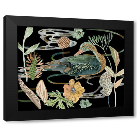 Duck in River I Black Modern Wood Framed Art Print with Double Matting by Wang, Melissa