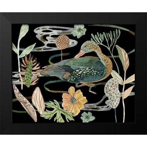 Duck in River I Black Modern Wood Framed Art Print by Wang, Melissa