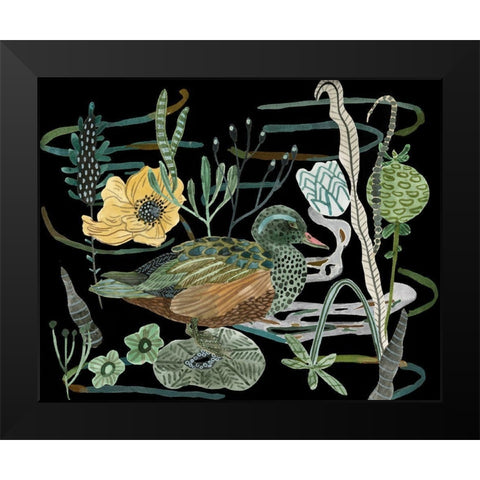 Duck in River III Black Modern Wood Framed Art Print by Wang, Melissa