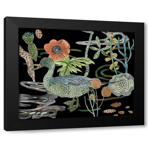 Duck in River IV Black Modern Wood Framed Art Print with Double Matting by Wang, Melissa