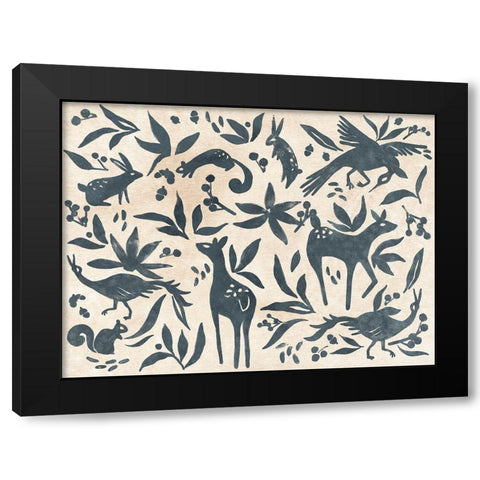 Woodland Woodblock II Black Modern Wood Framed Art Print by Vess, June Erica