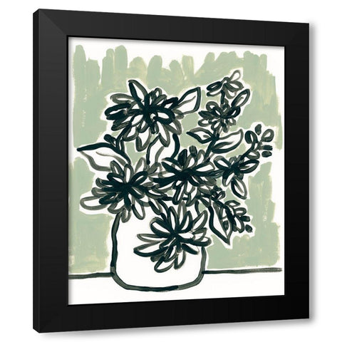 Windowsill Blossoms II Black Modern Wood Framed Art Print with Double Matting by Vess, June Erica