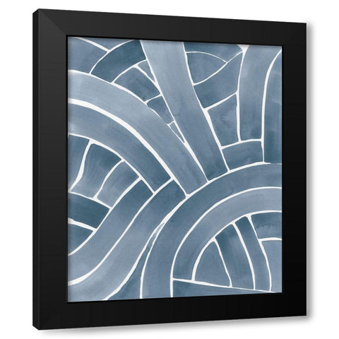 Indigo Maze I Black Modern Wood Framed Art Print by Vess, June Erica