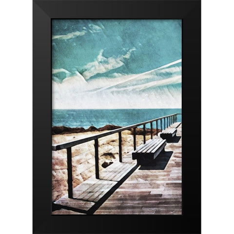 Wooden Pier Meets Blue Skies I Black Modern Wood Framed Art Print by Aldridge, Ashley