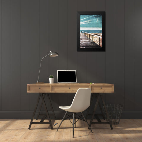 Wooden Pier Meets Blue Skies II Black Modern Wood Framed Art Print by Aldridge, Ashley