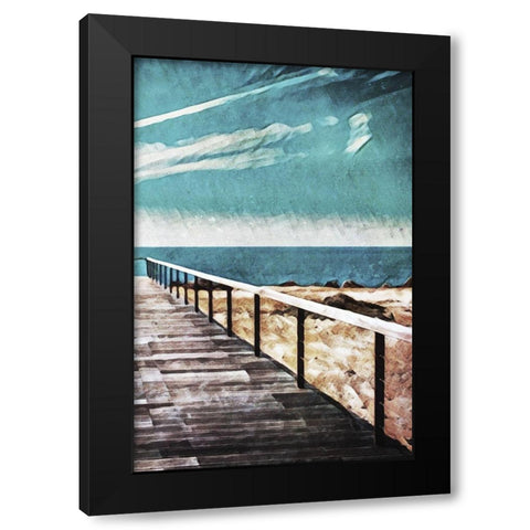 Wooden Pier Meets Blue Skies II Black Modern Wood Framed Art Print with Double Matting by Aldridge, Ashley