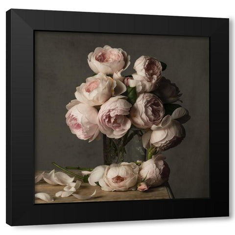 Smitten By Roses Black Modern Wood Framed Art Print by McLean, Leah