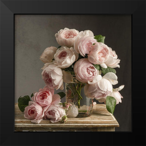 Rosetopia Black Modern Wood Framed Art Print by McLean, Leah