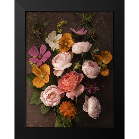 A Pocket Full of Posies Black Modern Wood Framed Art Print by McLean, Leah