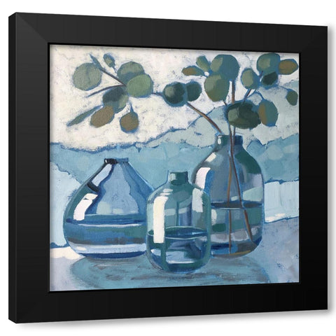 Eucalyptus in Blue Glassware Black Modern Wood Framed Art Print with Double Matting by Riger, Sue