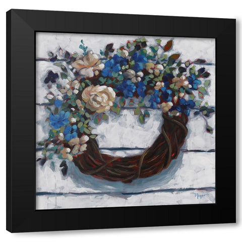 Coming Home Wreath Black Modern Wood Framed Art Print by Riger, Sue