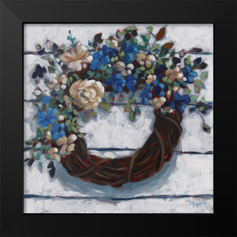 Coming Home Wreath Black Modern Wood Framed Art Print by Riger, Sue