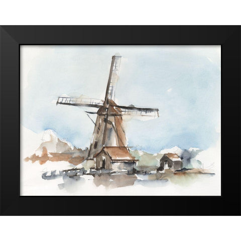 Windmill Watercolor II Black Modern Wood Framed Art Print by Harper, Ethan