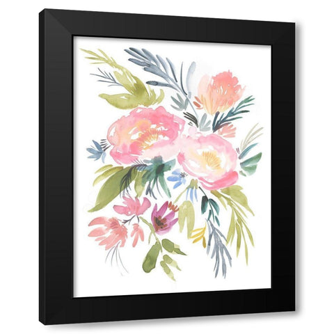 Pastel Floral Bouquet I Black Modern Wood Framed Art Print with Double Matting by Goldberger, Jennifer