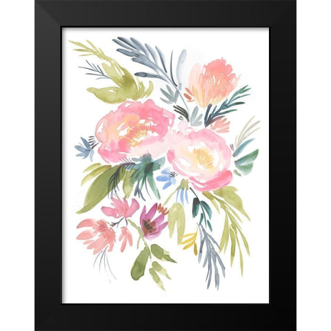 Pastel Floral Bouquet I Black Modern Wood Framed Art Print by Goldberger, Jennifer