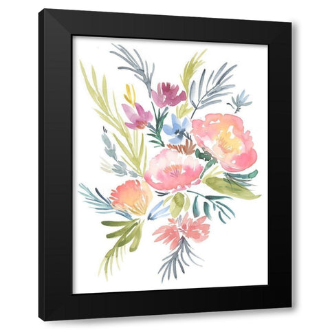 Pastel Floral Bouquet II Black Modern Wood Framed Art Print with Double Matting by Goldberger, Jennifer