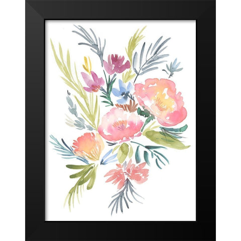 Pastel Floral Bouquet II Black Modern Wood Framed Art Print by Goldberger, Jennifer