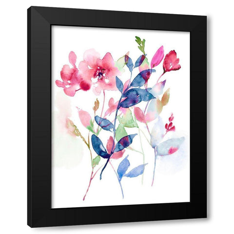 Jeweled Flowers I Black Modern Wood Framed Art Print with Double Matting by Goldberger, Jennifer