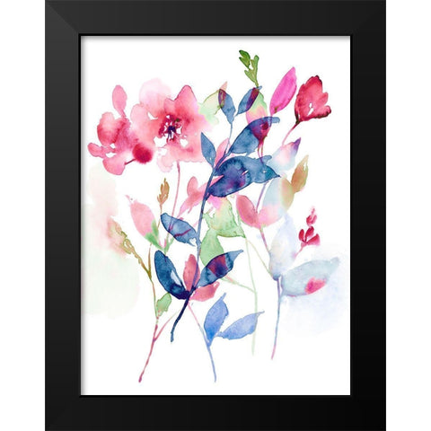 Jeweled Flowers I Black Modern Wood Framed Art Print by Goldberger, Jennifer