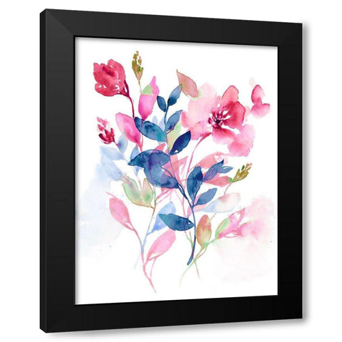 Jeweled Flowers II Black Modern Wood Framed Art Print with Double Matting by Goldberger, Jennifer