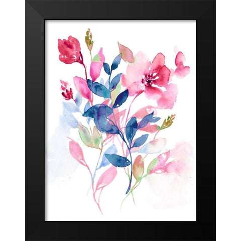 Jeweled Flowers II Black Modern Wood Framed Art Print by Goldberger, Jennifer