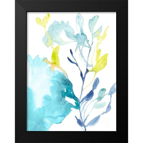 Turquoise Bloom I Black Modern Wood Framed Art Print by Goldberger, Jennifer