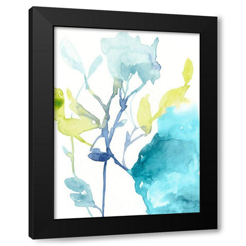 Turquoise Bloom II Black Modern Wood Framed Art Print by Goldberger, Jennifer