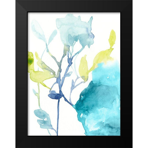 Turquoise Bloom II Black Modern Wood Framed Art Print by Goldberger, Jennifer