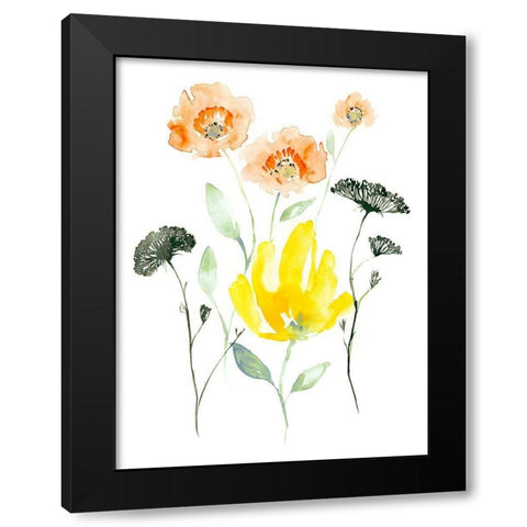 Bright Wildflowers I Black Modern Wood Framed Art Print with Double Matting by Goldberger, Jennifer