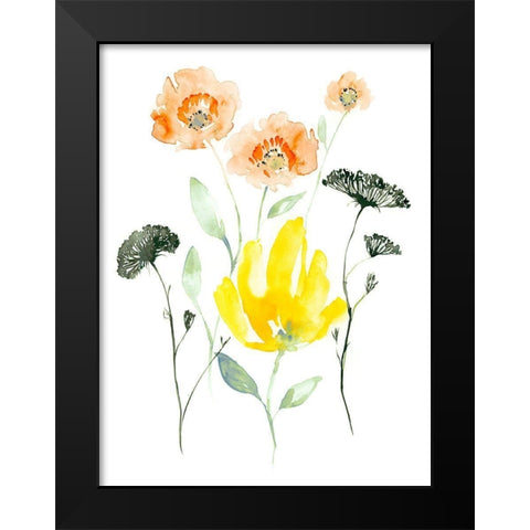 Bright Wildflowers I Black Modern Wood Framed Art Print by Goldberger, Jennifer