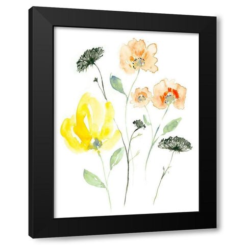 Bright Wildflowers II Black Modern Wood Framed Art Print with Double Matting by Goldberger, Jennifer