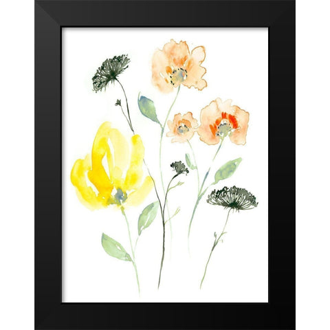 Bright Wildflowers II Black Modern Wood Framed Art Print by Goldberger, Jennifer