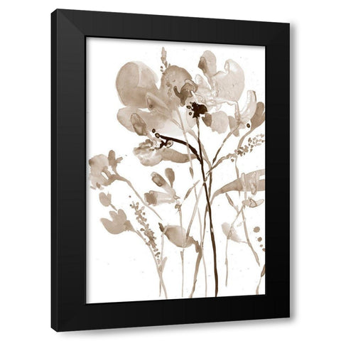 Neutral Floral Overlay I Black Modern Wood Framed Art Print with Double Matting by Goldberger, Jennifer