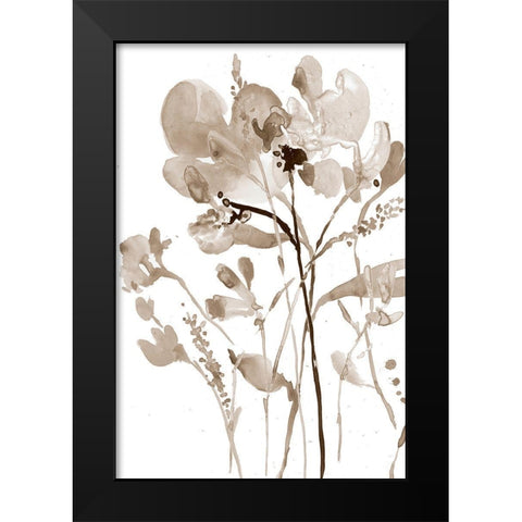 Neutral Floral Overlay I Black Modern Wood Framed Art Print by Goldberger, Jennifer