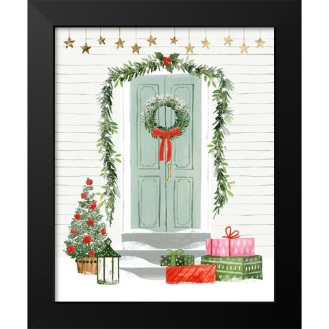 Festive Front Door I Black Modern Wood Framed Art Print by Barnes, Victoria