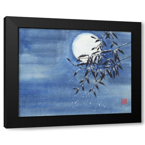 Midnight Snow Black Modern Wood Framed Art Print by Rae, Nan