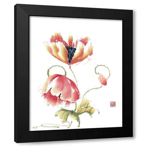 Pop Goes the Poppy Black Modern Wood Framed Art Print with Double Matting by Rae, Nan