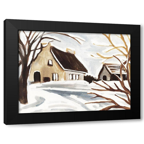 Winter Cottage II Black Modern Wood Framed Art Print with Double Matting by Warren, Annie