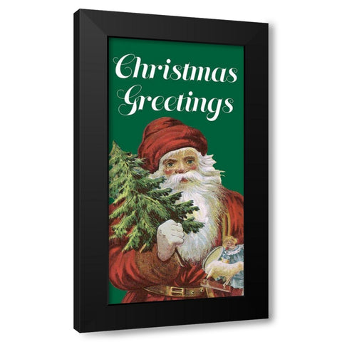 Retro Santa Claus II Black Modern Wood Framed Art Print by Longley, Alicia