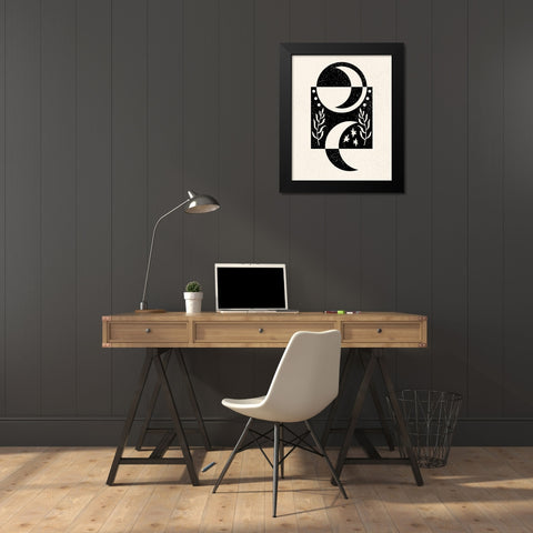 White Moon I Black Modern Wood Framed Art Print by Wang, Melissa