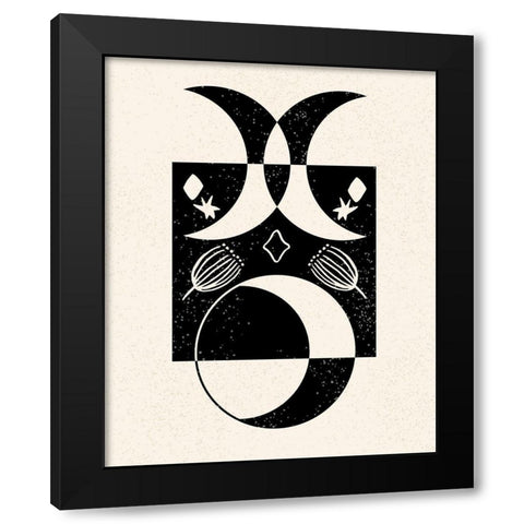 White Moon II Black Modern Wood Framed Art Print with Double Matting by Wang, Melissa