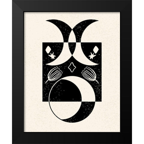 White Moon II Black Modern Wood Framed Art Print by Wang, Melissa