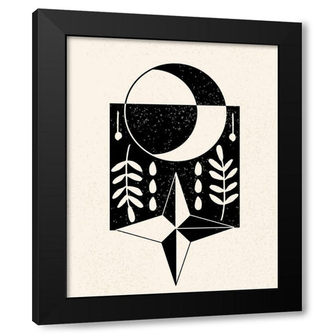 White Moon III Black Modern Wood Framed Art Print with Double Matting by Wang, Melissa