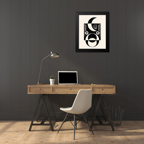 White Moon IV Black Modern Wood Framed Art Print by Wang, Melissa