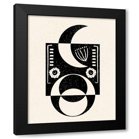 White Moon IV Black Modern Wood Framed Art Print with Double Matting by Wang, Melissa