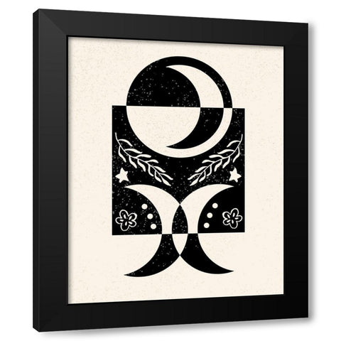 White Moon V Black Modern Wood Framed Art Print with Double Matting by Wang, Melissa