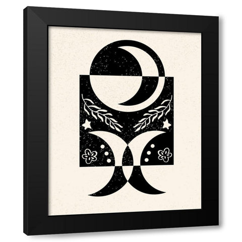 White Moon V Black Modern Wood Framed Art Print by Wang, Melissa