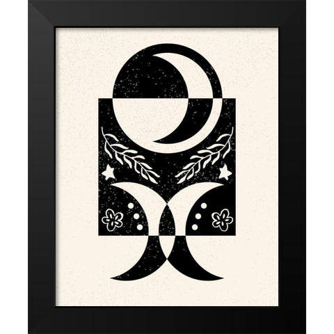 White Moon V Black Modern Wood Framed Art Print by Wang, Melissa
