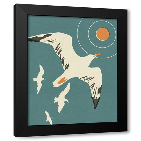 Seagull Block Print II Black Modern Wood Framed Art Print by Green, Jacob
