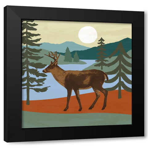 Trailside Animals IV Black Modern Wood Framed Art Print with Double Matting by Barnes, Victoria